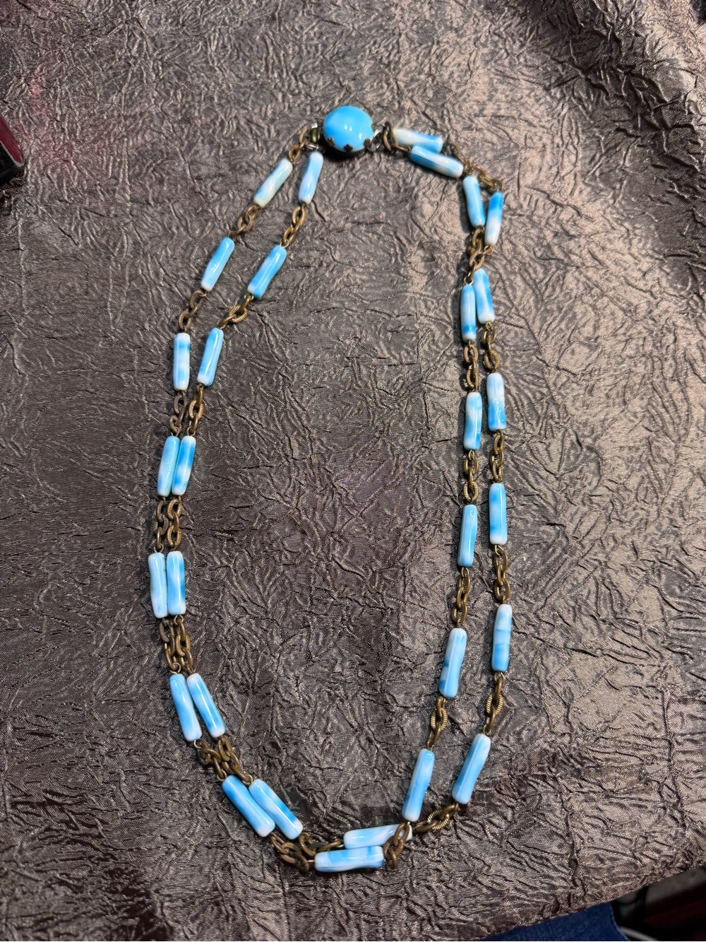 Blue Beaded Double Strand Necklace – Unbranded